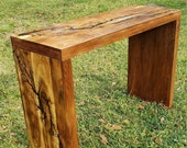 Solid Wood Console Table Lichtenberg Burned Console Table Foyer Waterfall Effect Resin Art Fractal Epoxy FREE SHIPPING