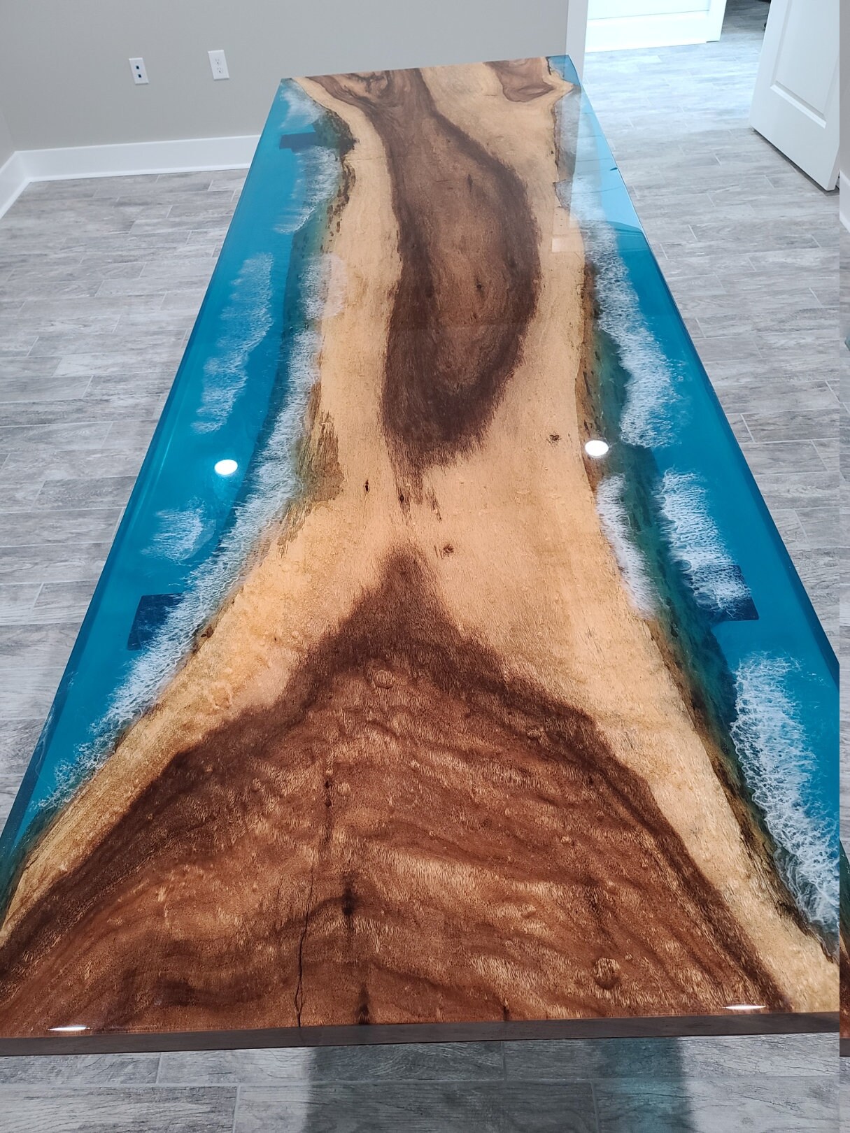 Coastline River Table Epoxy Resin Waves Modern Art Etsy