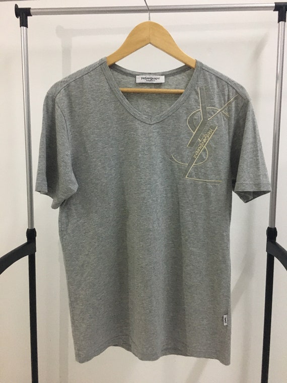 Vintage YSL V neck tshirt/ Ysl Big Logo