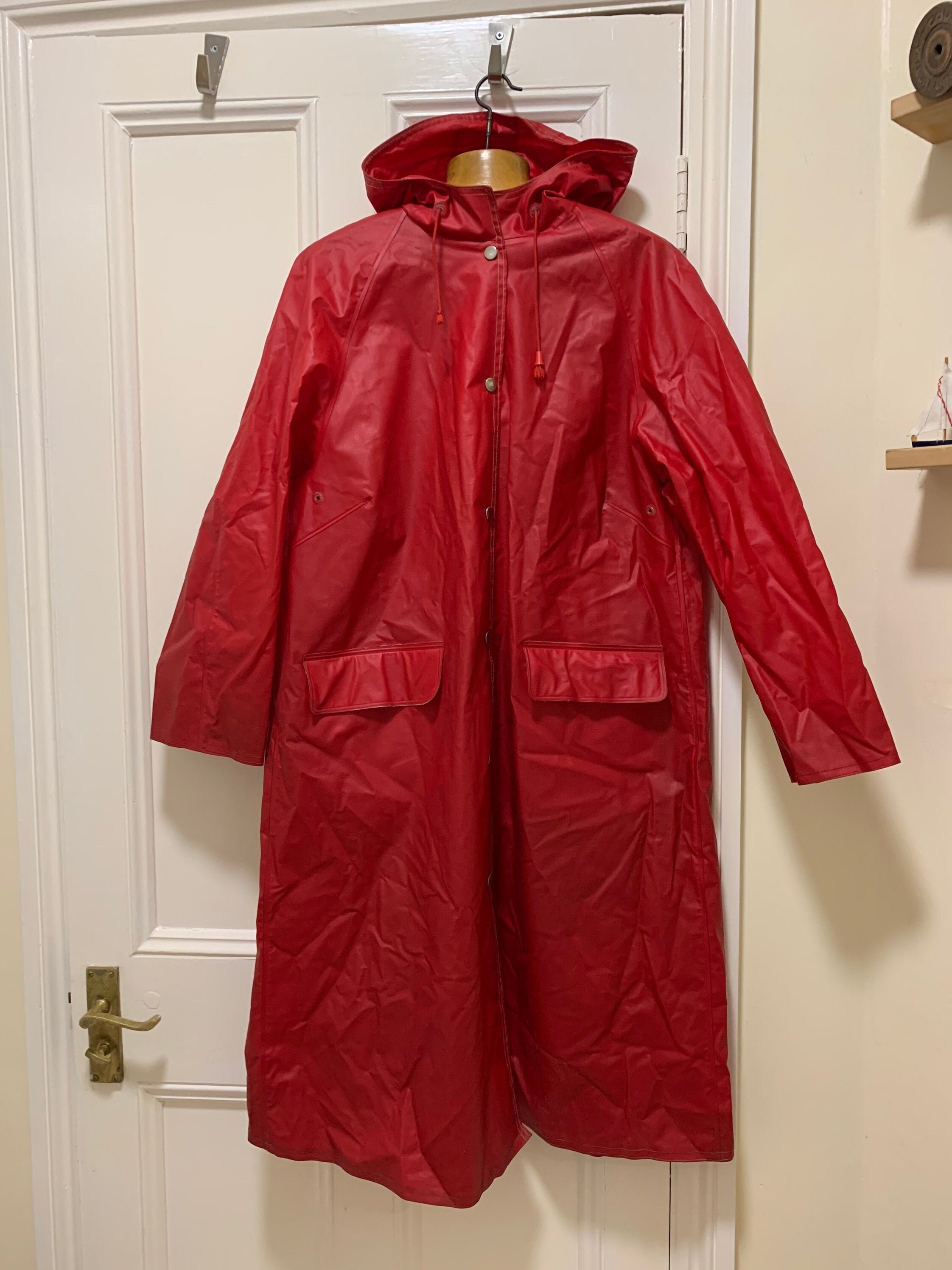 Vintage 70s red Rukka PVC Waterproof Rain Coat Made in | Etsy