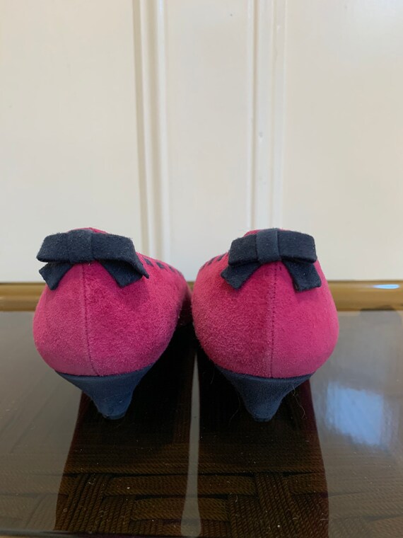 Vintage Courreges Paris Pink Suede Shoes with bow… - image 7