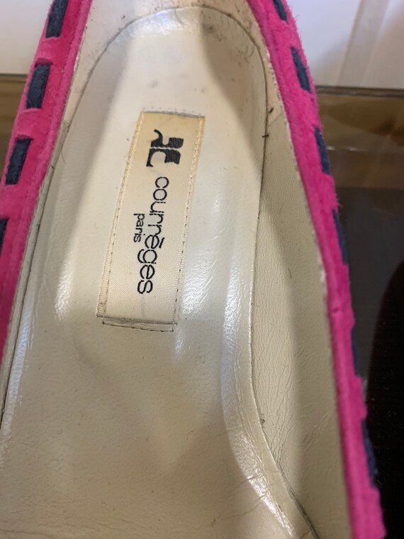 Vintage Courreges Paris Pink Suede Shoes with bow… - image 8