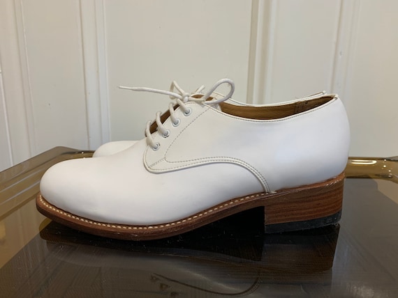 British Military Royal Navy Officers Ladies White Leather Tropical Shoes Size 9M 