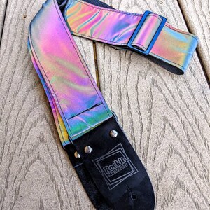 Reflective Holographic Gray w/ Black Hardware Guitar Strap