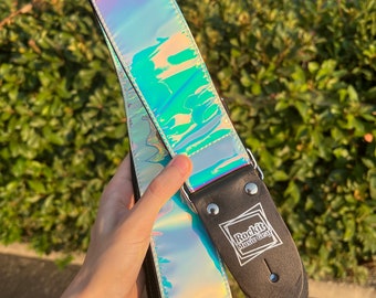 Tracolla per chitarra olografica rosa, viola e blu Summer Sunset