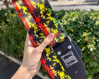 Rasta With Palmtress Handmade Guitar Strap