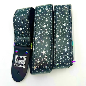 Holographic Stars Guitar Strap W/Rainbow Hardware Limited Edition