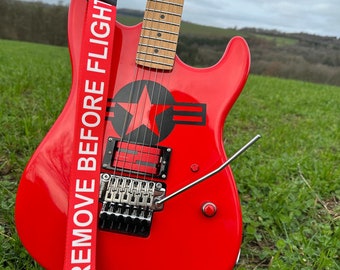 Remove Before Flight Red Guitar Strap