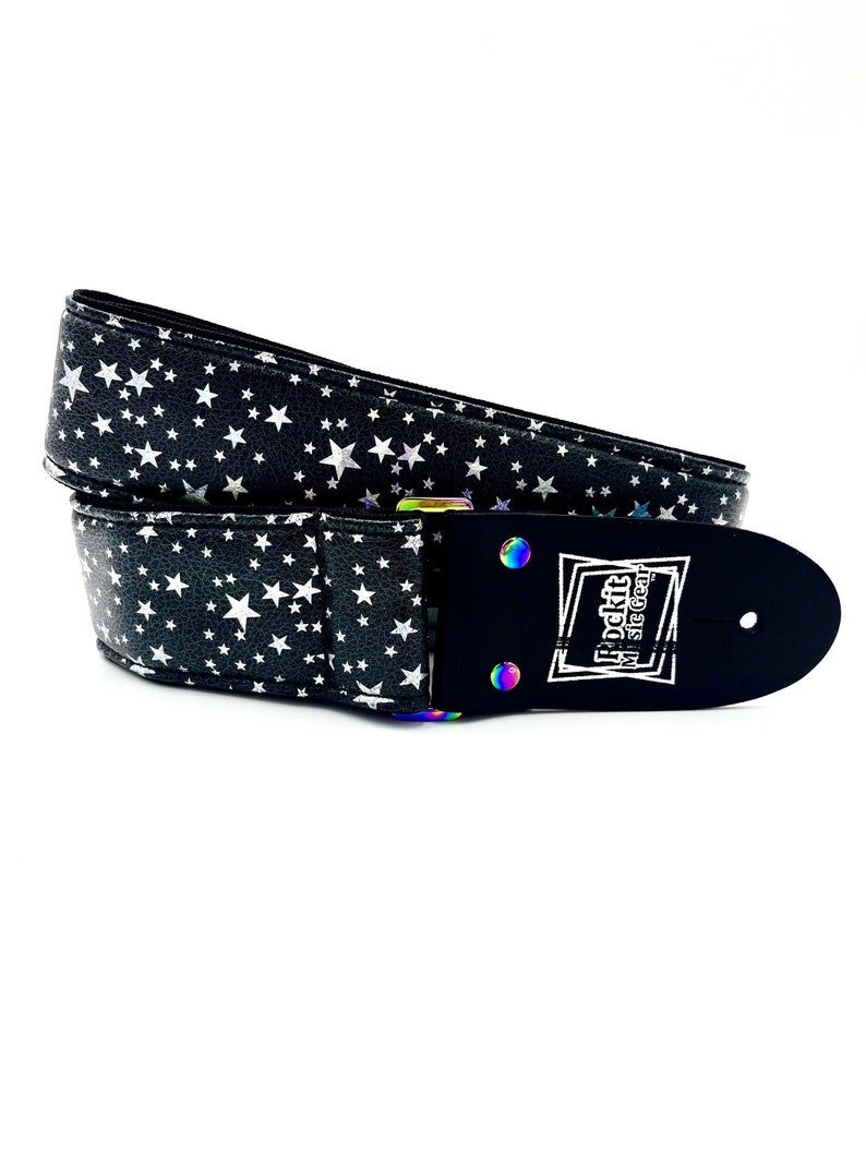 Holographic Stars Guitar Strap W/Rainbow Hardware Limited Edition