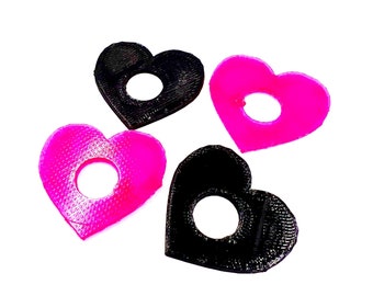 Heart Strap Blocks 4 Pack - Translucent Pink and Black