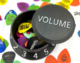 Oversized Knob Guitar Pick Holder - Custom Text on Lid