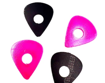 Pick Shaped Strap Blocks 4 Pack - Translucent Pink and Black