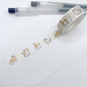 w25-Kit pour jouer du ruban adhésif washi, ruban adhésif washi chat, lot de rubans adhésifs washi, autocollants chats mignons, autocollants chats, autocollants agenda, autocollants mignons, cadeaux chat