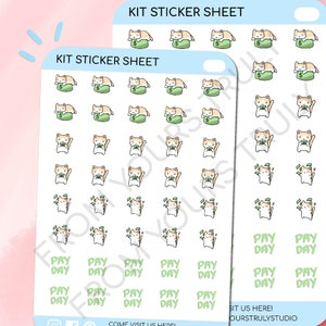 K31-Kit Stickers jour de paie, autocollants jour de paie, autocollants kawaii, autocollants chat mignon, autocollants d'agenda chat, autocollants chat, autocollants de journal intime, émoticônes