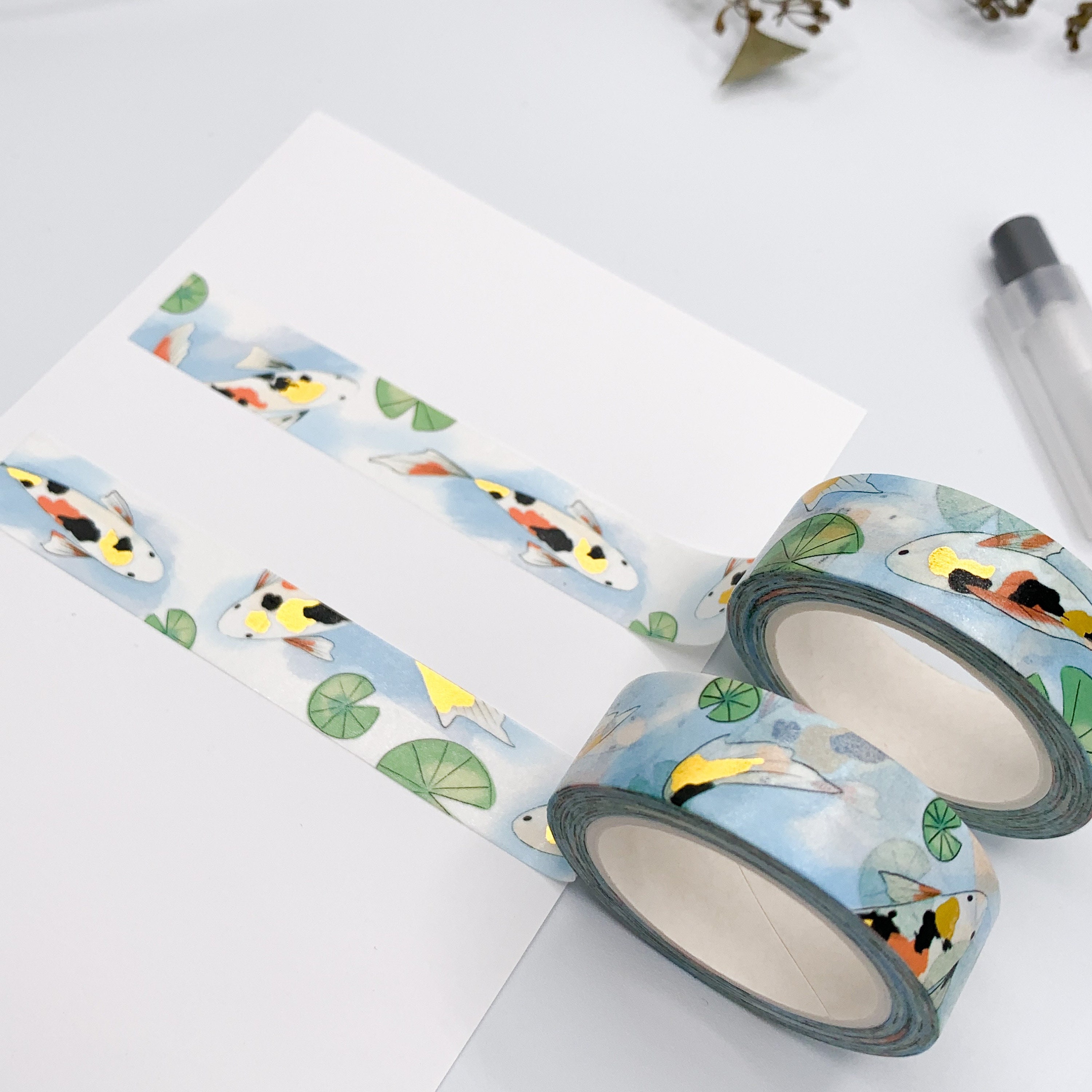 W17koi Foiled Washi Tape Koi Fish Washi Tape Foiled Washi Etsy UK