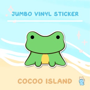JS37 - Sticker vinyle Tobi, Sticker grenouille, Sticker grenouille mignonne, Grenouilles kawaii, Sticker vinyle mignon, Sticker imperméable, Sticker bouteille d'eau