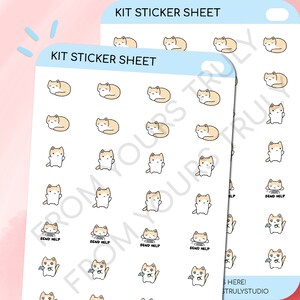 K40 - Kit d'autocollants stressés, autocollants chat bouleversé, autocollants chat kawaii, jolie feuille d'autocollants, autocollants mignons pour agenda, autocollants chats mignons, émoticônes