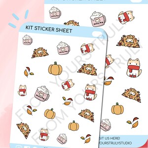 Kit K28 d'autocollants feuilles, autocollants d'automne, saison d'automne, autocollants d'agenda, autocollants de chat mignon, autocollants de chat, autocollants d'agenda mignon, autocollants emoti