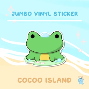 JS39 - Sticker nénuphar Tobi, autocollant nénuphar, vinyle autocollant grenouille, autocollant grenouille mignonne, autocollant pour ordinateur portable, autocollant imperméable, autocollant grenouille