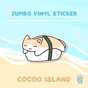 JS27 - Sticker sushi kit, Sticker Nigiri, Sticker chat mignon, Sticker chat, Sticker vinyle, Sticker vinyle mignon, Sticker imperméable, Sticker pour ordinateur portable