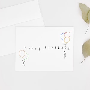 Jolie carte d'anniversaire, carte d'anniversaire de dessin animé, ballon, carte d'anniversaire vierge, carte de célébration, carte d'anniversaire simple, carte de ballon, cadeau d'anniversaire