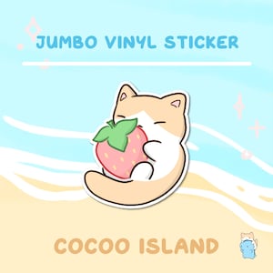 JS31 - Sticker fraise en kit, Sticker fruit, Sticker chat mignon, Sticker chat, Sticker vinyle mignon, Sticker imperméable, Sticker pour ordinateur portable