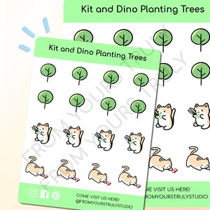 TK1-Kit planter un arbre, arbre de don, autocollants d'arbre, autocollants pour agenda, autocollants environnement, autocollant de don, autocollant chat mignon, autocollant chat