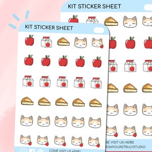 K11-Autocollants pour kit Apple mignon, autocollants pour agenda, autocollants chat mignon, autocollants chat, autocollants de journal, autocollants kawaii, autocollants emoti