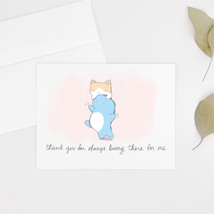 Carte de remerciement Kit et dinosaure, carte de remerciement, carte de remerciement, jolie carte de remerciement, lot de cartes de remerciement, carte kawaii, jolie carte de soutien