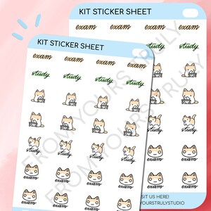 K35-Kit Autocollants pour étudier, autocollants pour l'école, autocollants pour devoirs, autocollants chats mignons, autocollants pour examens, autocollants pour chats, feuille d'autocollants pour agenda