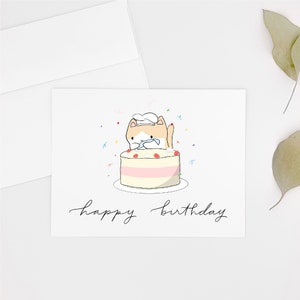 Kit Birthday Cake Card, happy birthday, happy birthday card, birthday card, greeting card, cute birthday card, cute cat card