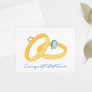 Carte de mariage, carte de mariage kit et dinosaure, carte de félicitations, cartes de voeux, carte de félicitations, cadeau de mariage, cadeau pour elle et lui