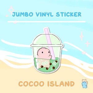 JS1 - Sticker vinyle Blossom Bubble Tea, Sticker vinyle, Sticker Jumbo, Sticker Lézard, Sticker Boba, Sticker Kawaii, Stickers Mignons