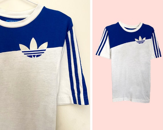 Vintage 1980's Adidas Classic Stripe Tee
