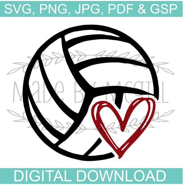 Volleyball Heart SVG, Volleyball SVG, Volleyball Digital Download