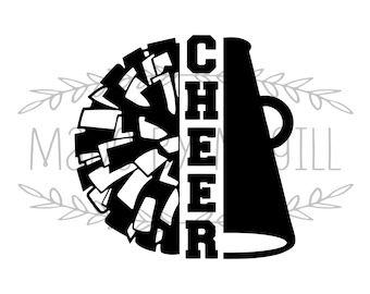 Cheer SVG: Cheerleader Pom-Pom e Megafono (Download Digitale)