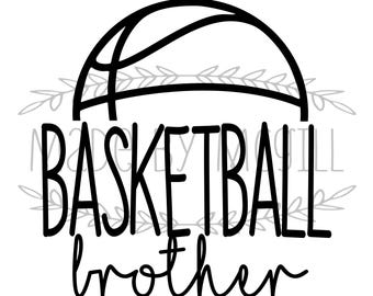 May include: Black and white digital design featuring a basketball graphic above the words "BASKETBALL brother" in a bold, stylized font. The design includes the text "SVG, PNG, JPG, PDF & GSP" at the top and "DIGITAL DOWNLOAD" at the bottom.