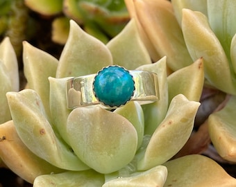 Lapis and Chrysolite Sterling Ring set Handmade stacking rings 925 silver