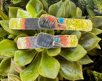 Sterling Silver Pickleball Barrette: Turquoise Accent Hair Clip