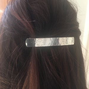 Hammered Sterling Silver French Barrette: Artisan Hair Clip