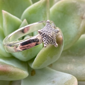 Sterling Silver Starfish Ring: Stackable Beach Jewelry, US Size 5 3/4