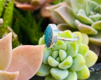 Handmade Oval Turquoise Ring Sterling Silver – Natural Blue Gemstone Jewelry