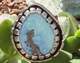 Hand Carved Golden Hill Turquoise Statement Ring, Sterling Silver Southwest Jewelry (Size 7.25)