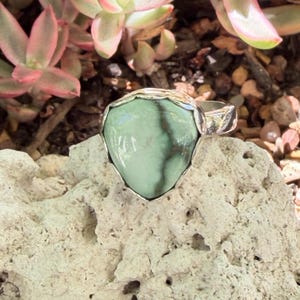 Handcrafted Sterling Silver Natural Stone Ring  Genuine Turquoise, Variscite, One of a Kind Statement Ring