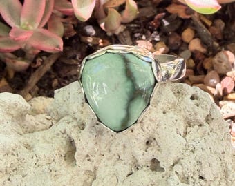 Handcrafted Sterling Silver Natural Stone Ring  Genuine Turquoise, Variscite, One of a Kind Statement Ring