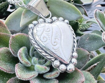 Graduation gift  heart Handmade Sterling Silver Heart Pendant: Boho Beaded Necklace