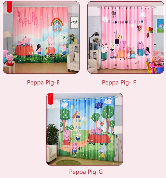 Peppa Pig Curtains Cartoon Children Patrol Custom Window Etsy