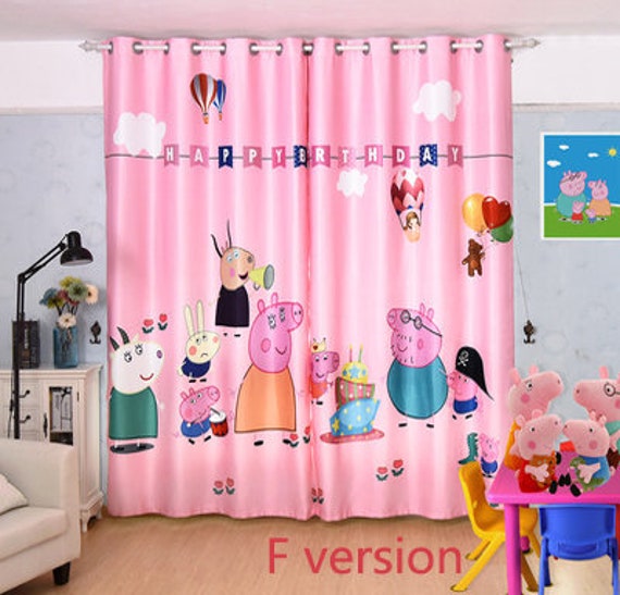 Peppa Pig Curtains Cartoon Children Patrol Custom Window Etsy