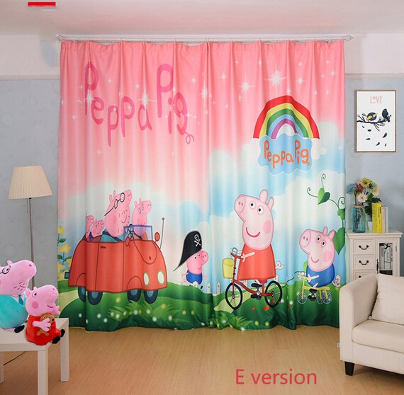 Peppa Pig Curtains Cartoon Children Patrol Custom Window Etsy