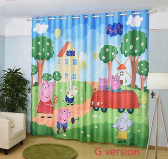 Peppa Pig Curtains Cartoon Children Patrol Custom Window Etsy